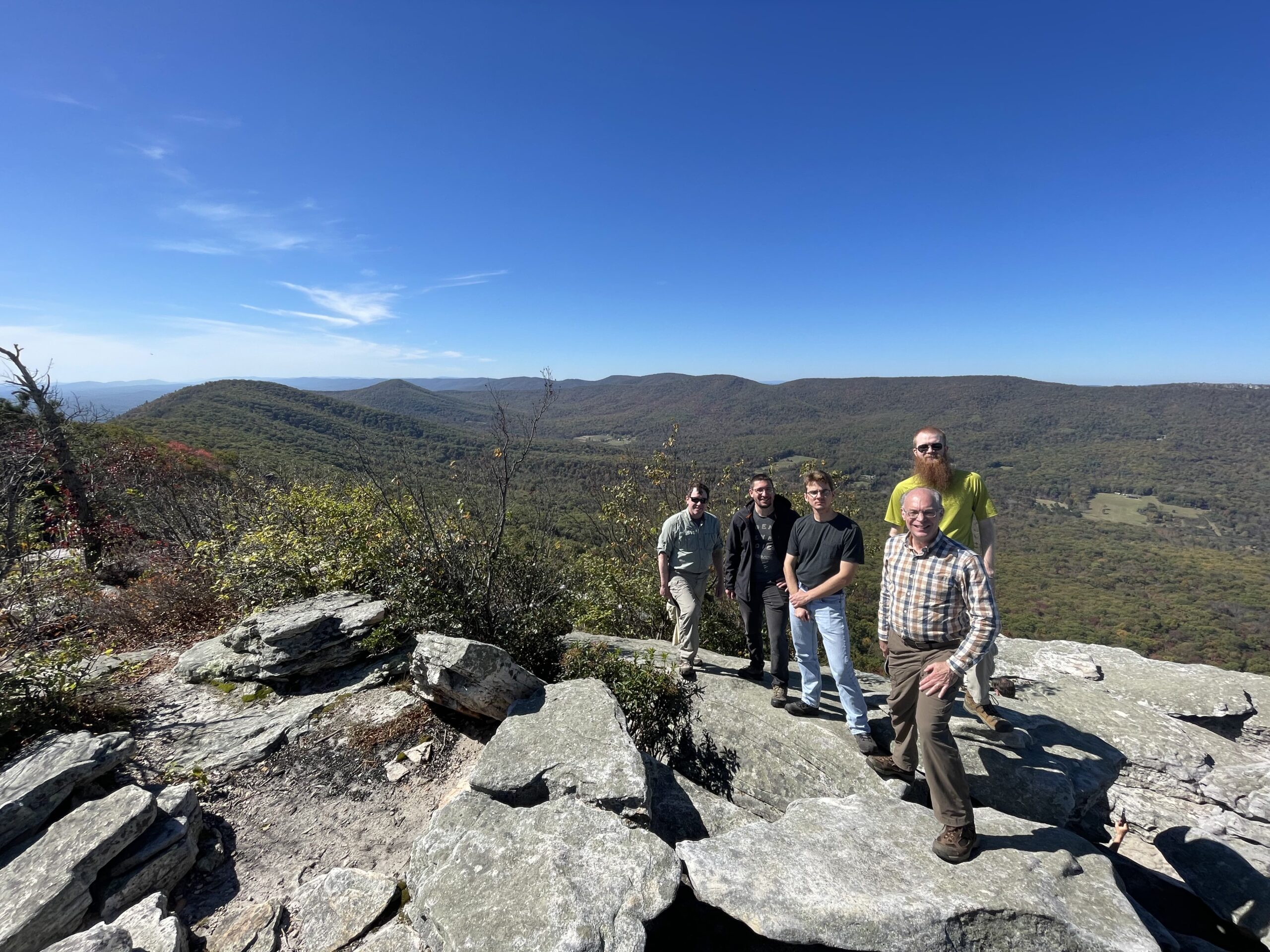 On October 11, 2025, Alan Sherman, Edward Zieglar, Enis Golaszewski, Jeremy Romano, and Michael Zieglar hiked 6.8 miles to the summit of Big Schloss (elevation 2964 ft) in West Virginia.